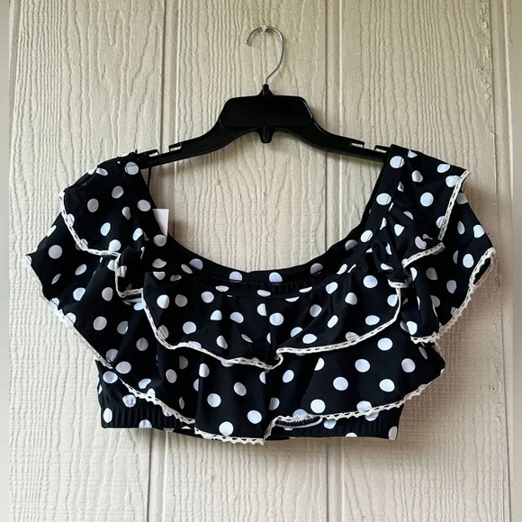 Unique Vintage Retro Polka Dot Swim Top - Picture 6 of 10